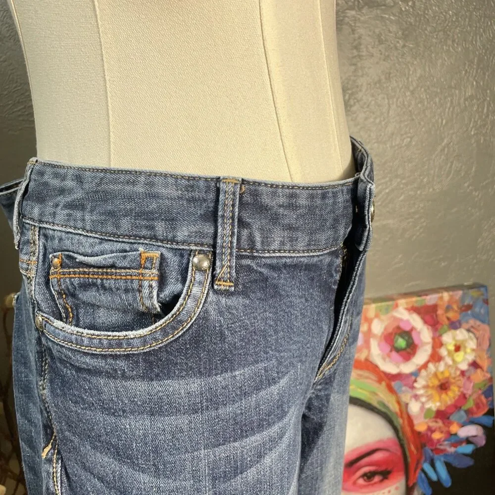Express Bootcut Jeans Womens 12 Blue Y2K Embroidered Denim Western Low Rise